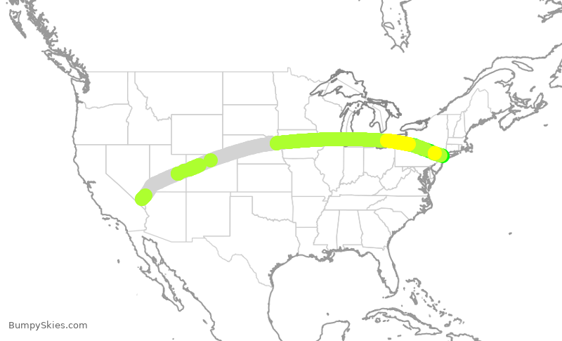 Turbulence forecast map for AAL1175, LAS to JFK