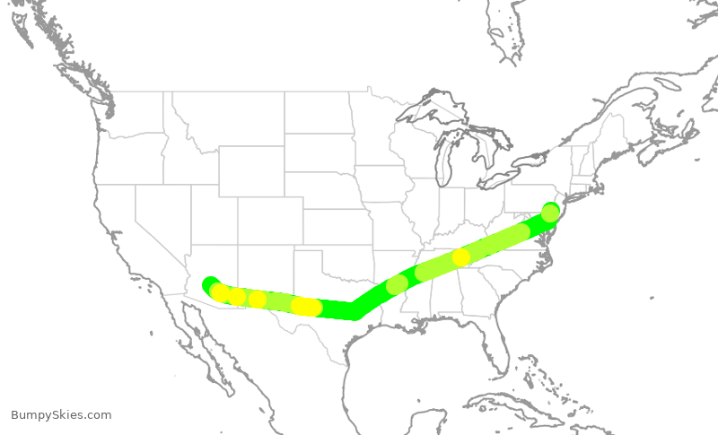 Turbulence forecast map for AAL1188, PHX to PHL