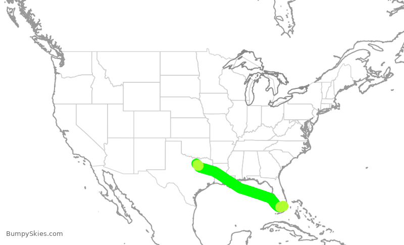 Turbulence forecast map for AAL1199, MIA to DFW