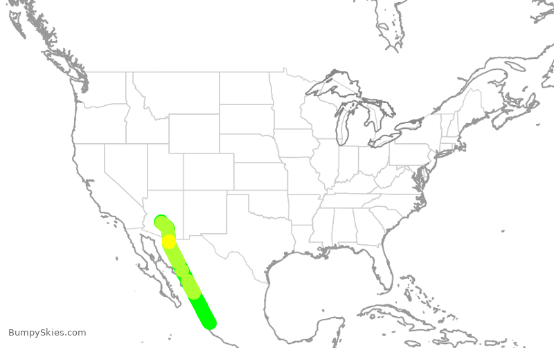 Turbulence forecast map for AAL1202, MPR to PHX