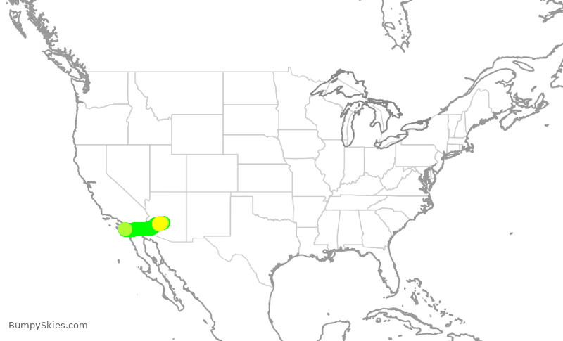 Turbulence forecast map for AAL1212, SAN to PHX