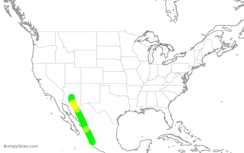 Turbulence forecast map for AAL1213, PHX to MPR