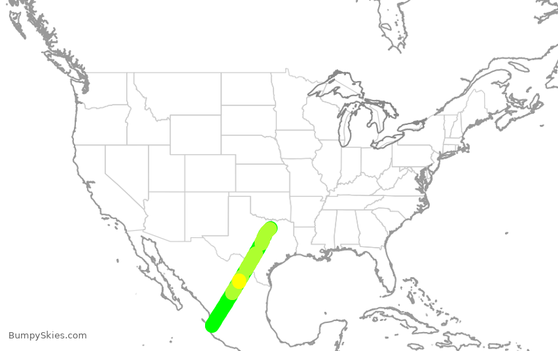 Turbulence forecast map for AAL1219, MPR to DFW