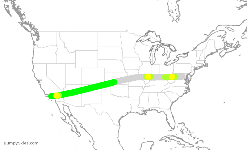 Turbulence forecast map for AAL1225, IAD to LAX