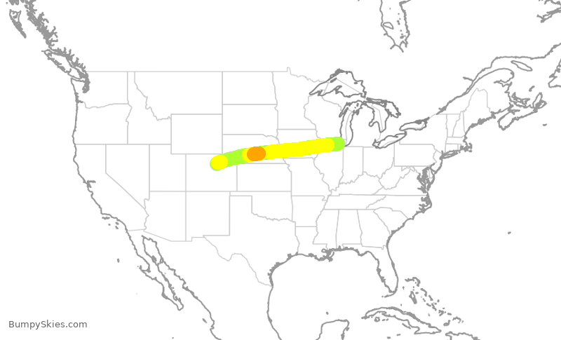 Turbulence forecast map for AAL1225, ORD to DEN