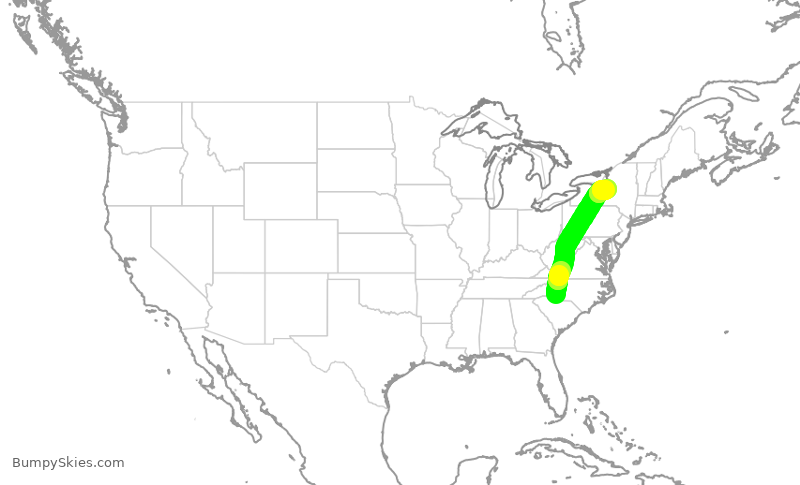 Turbulence forecast map for AAL1236, CLT to SYR