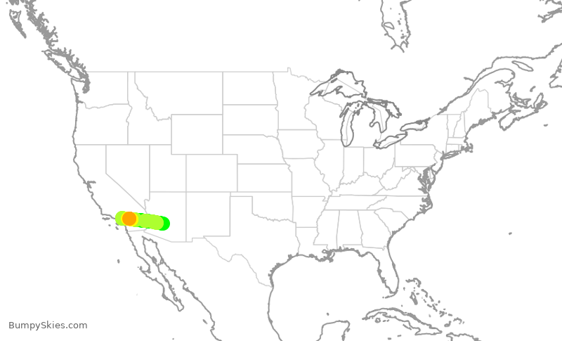 Turbulence forecast map for AAL1238, PHX to ONT