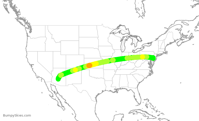Turbulence forecast map for AAL1242, PHX to PHL