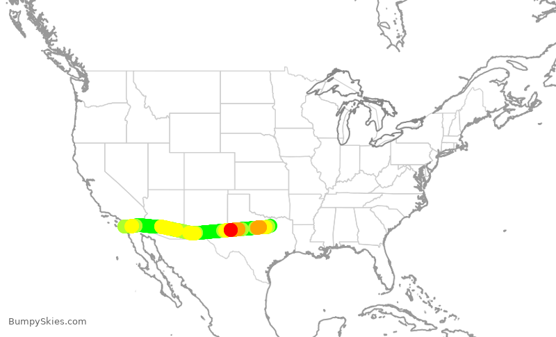 Turbulence forecast map for AAL1243, DFW to SAN