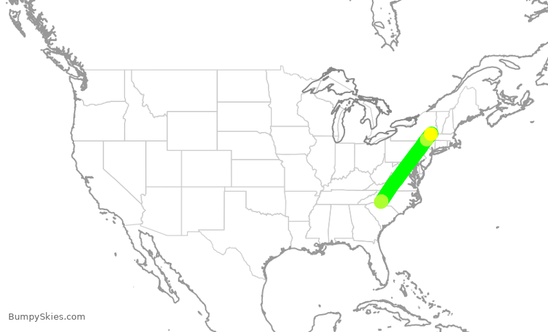 Turbulence forecast map for AAL1247, ALB to CLT