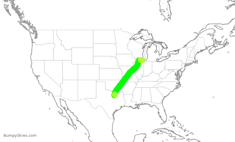 Turbulence forecast map for AAL1251, DFW to ORD