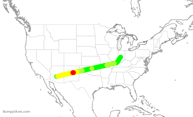 Turbulence forecast map for AAL1255, PHX to IND