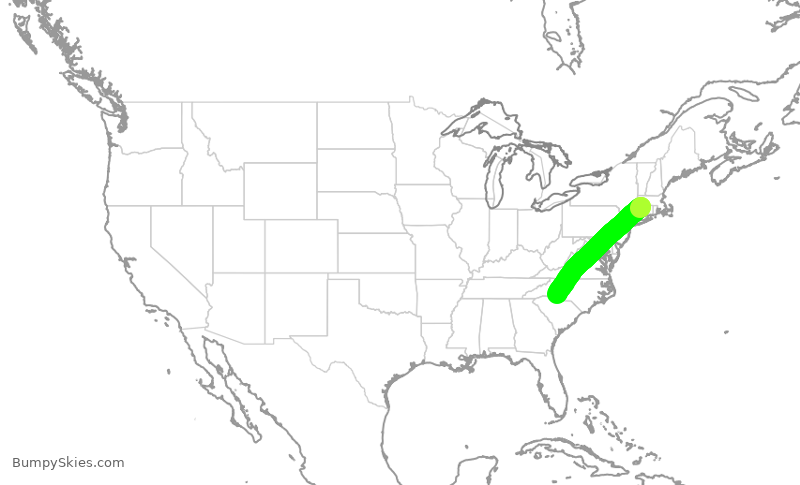 Turbulence forecast map for AAL1260, BDL to CLT