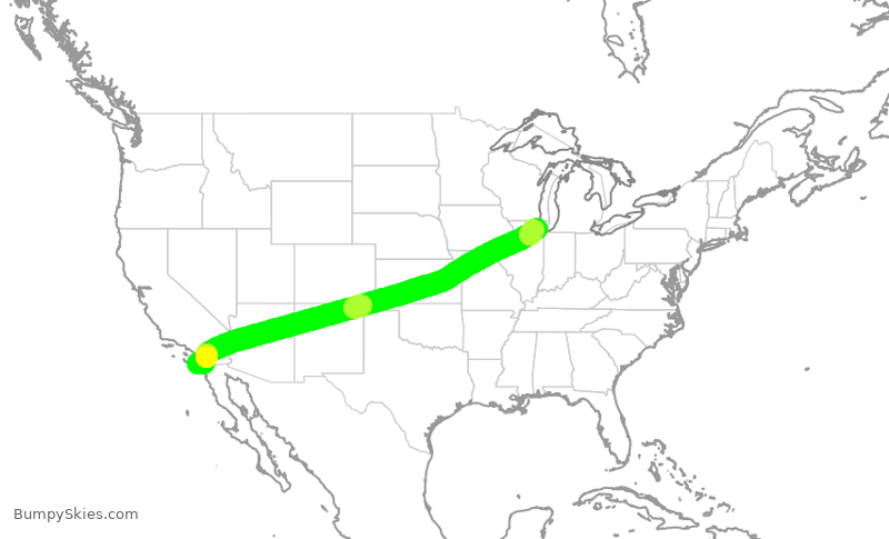 Turbulence forecast map for AAL1261, SAN to ORD