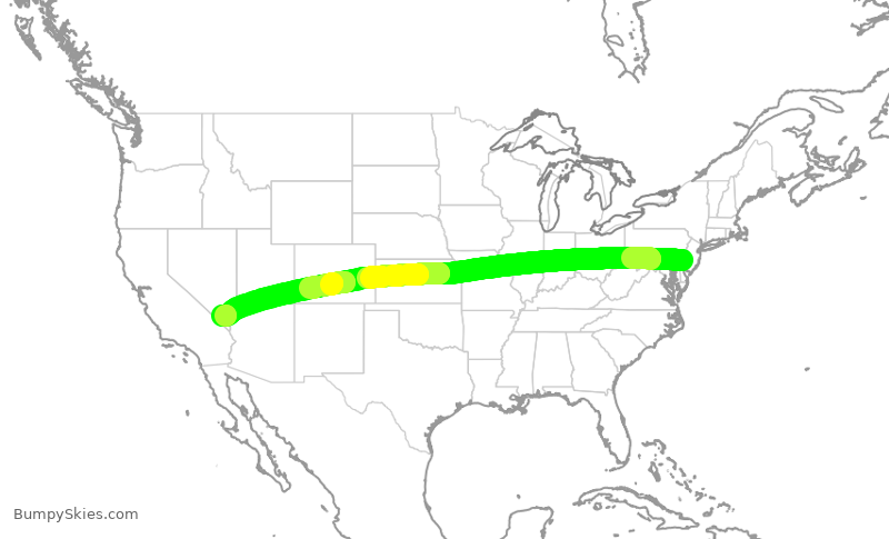 Turbulence forecast map for AAL1263, PHL to LAS