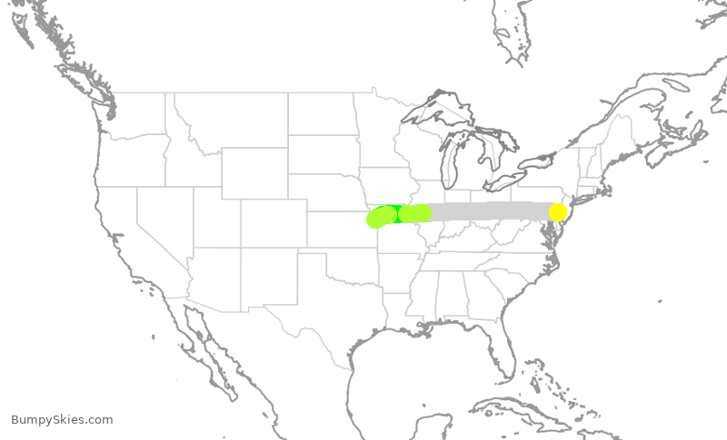 Turbulence forecast map for AAL1268, PHL to MCI