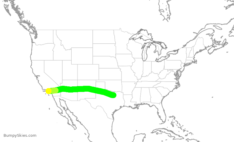 Turbulence forecast map for AAL1275, DFW to LAX