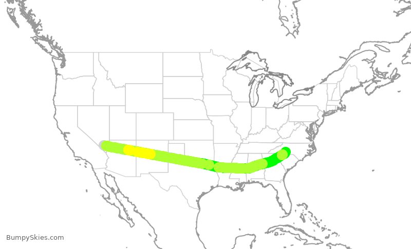 Turbulence forecast map for AAL1275, LAS to CLT