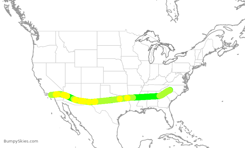 Turbulence forecast map for AAL1276, CLT to LAX