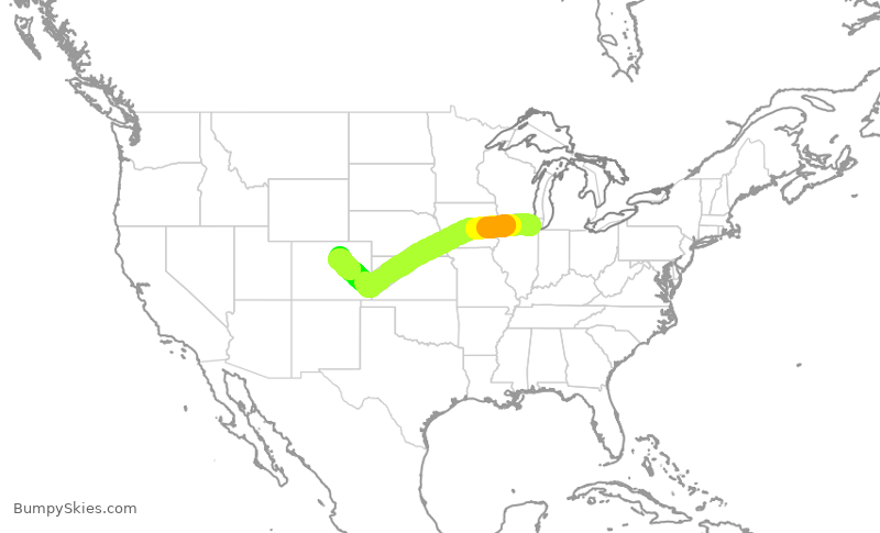 Turbulence forecast map for AAL1277, ORD to DEN