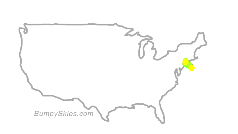 Map of continental US with illustrated flight path and turbulence forecast (described in text below)