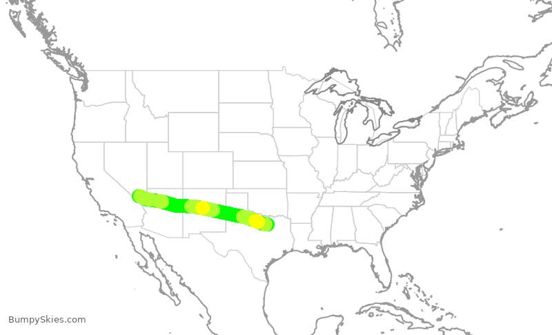 Turbulence forecast map for AAL1292, DFW to LAS