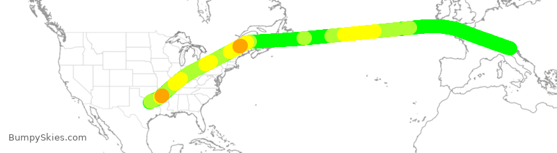 Turbulence forecast map for AAL130, DFW to VCE