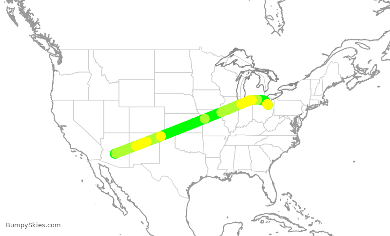 Turbulence forecast map for AAL1310, PHX to CLE