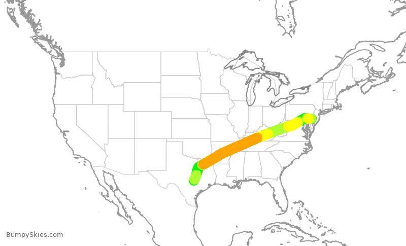Turbulence forecast map for AAL1314, PHL to AUS