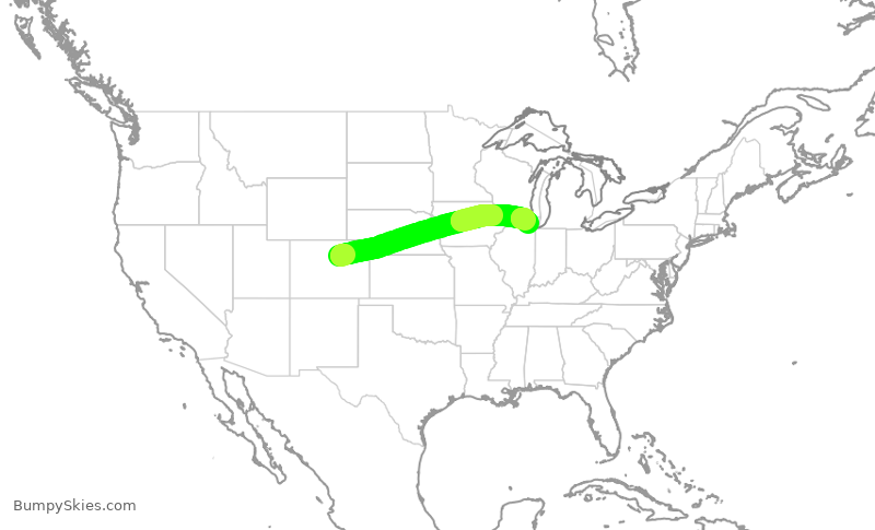 Turbulence forecast map for AAL1317, DEN to ORD