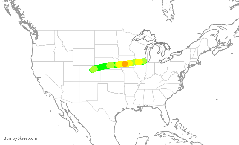 Turbulence forecast map for AAL1317, ORD to DEN