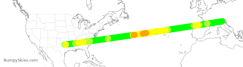 Turbulence forecast map for AAL131, VCE to DFW