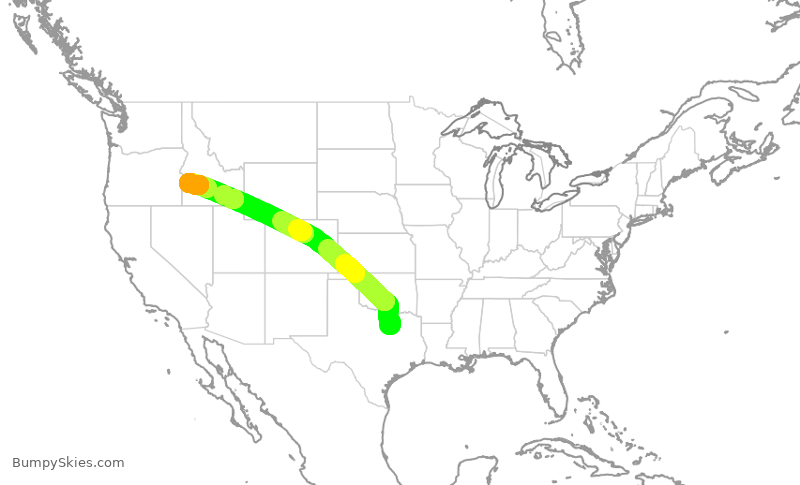 Turbulence forecast map for AAL1320, DFW to BOI