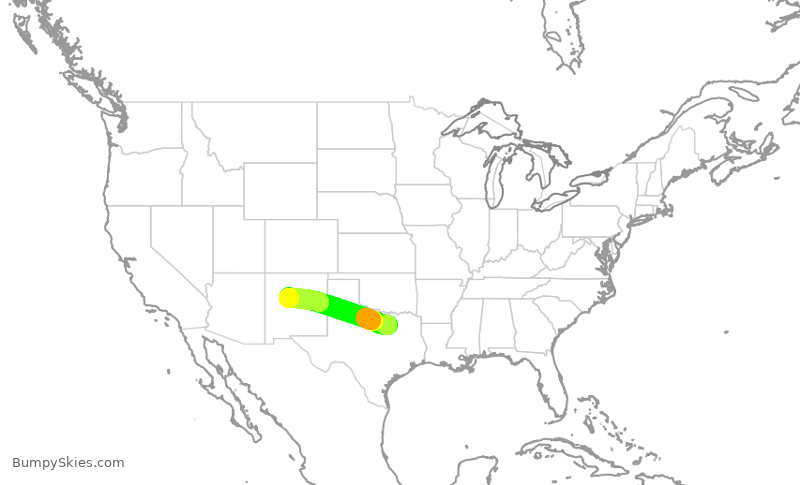 Turbulence forecast map for AAL1321, DFW to ABQ