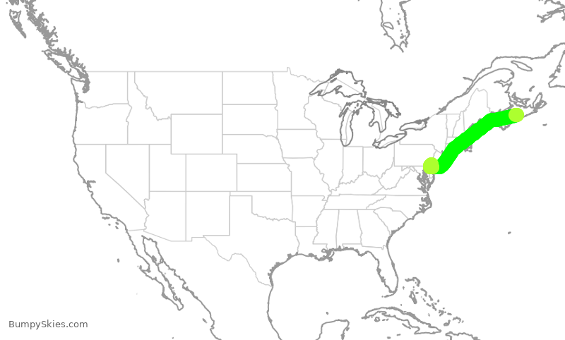 Turbulence forecast map for AAL1323, YHZ to PHL