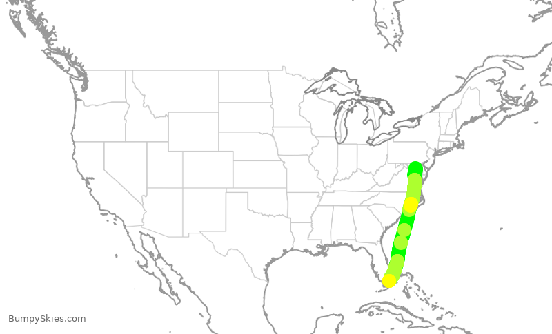 Turbulence forecast map for AAL1327, BWI to MIA