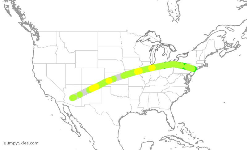 Turbulence forecast map for AAL1327, PHX to EWR