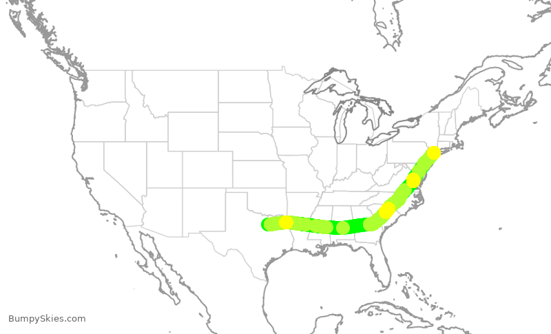 Turbulence forecast map for AAL1329, DFW to LGA