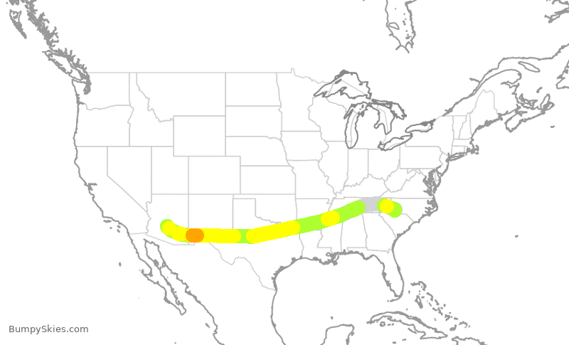 Turbulence forecast map for AAL1330, PHX to CLT