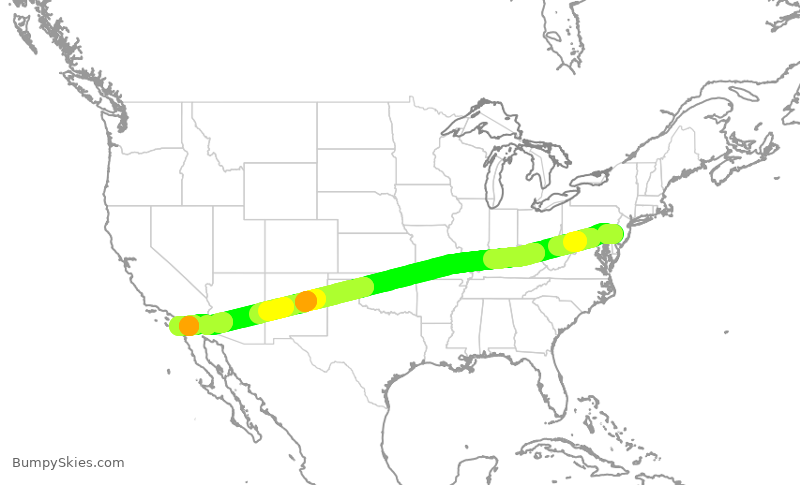 Turbulence forecast map for AAL1333, PHL to SAN