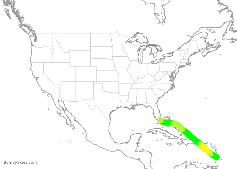 Turbulence forecast map for AAL1335, LPL to MIA