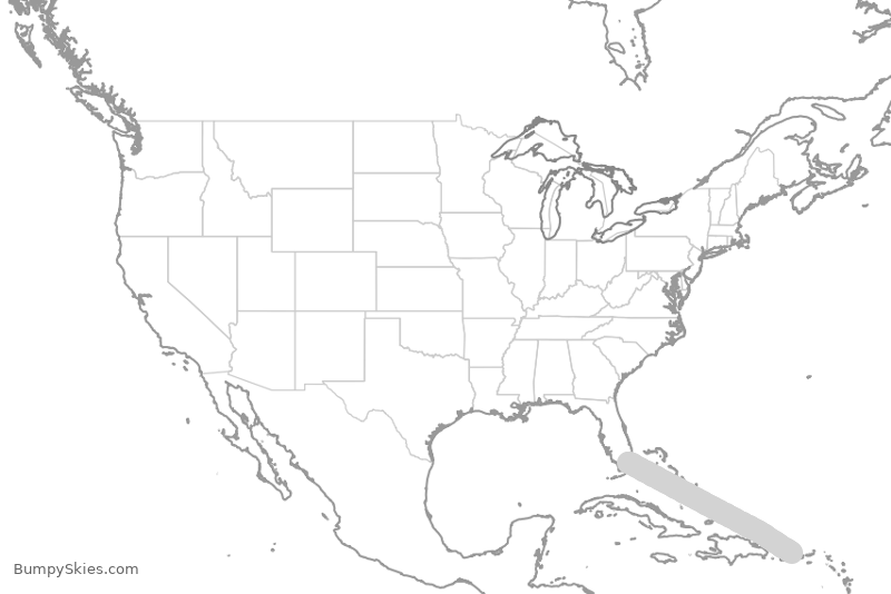 Turbulence forecast map for AAL1341, MIA to SJU