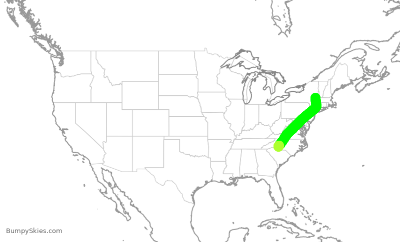 Turbulence forecast map for AAL1352, ALB to CLT