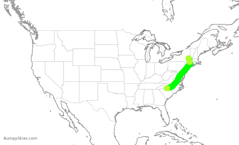 Turbulence forecast map for AAL1352, CLT to ALB
