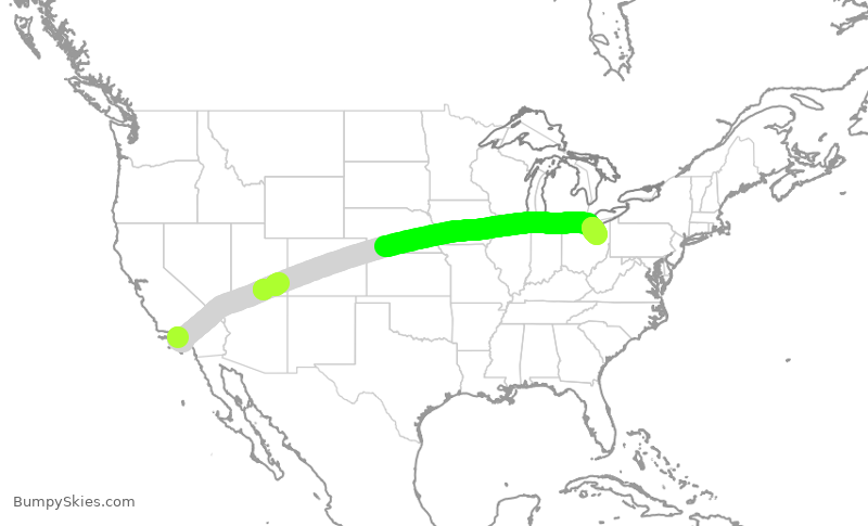 Turbulence forecast map for AAL1352, LAX to CLE