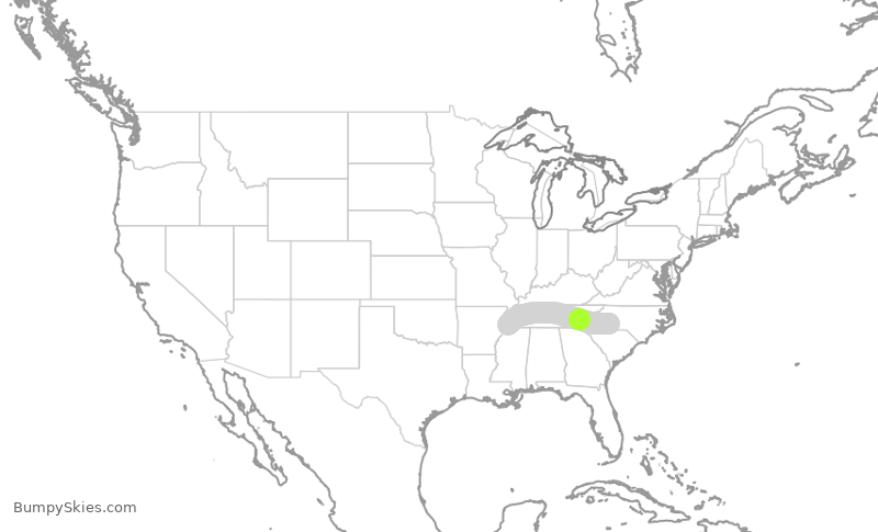 Turbulence forecast map for AAL1354, CLT to MEM