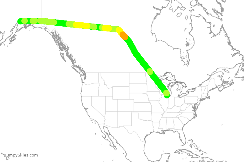 Turbulence forecast map for AAL1354, ORD to ANC