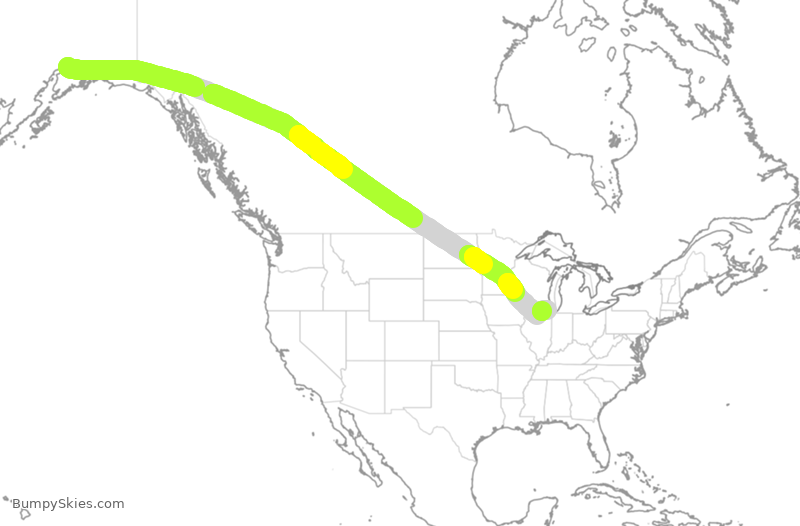 Turbulence forecast map for AAL1354, ANC to ORD