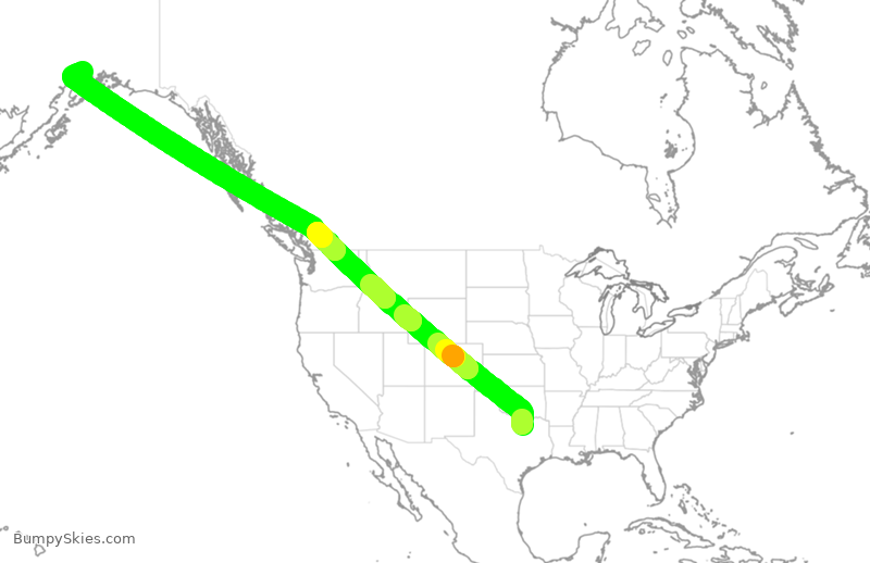Turbulence forecast map for AAL1355, DFW to ANC