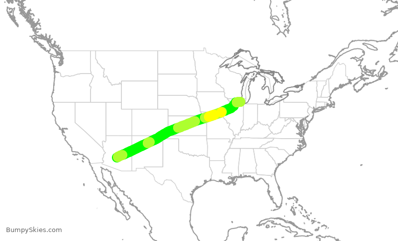 Turbulence forecast map for AAL1355, PHX to ORD